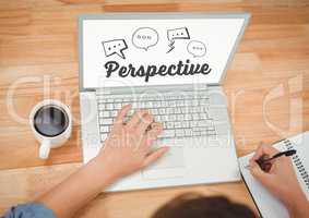 Perspectives  text on laptop screen