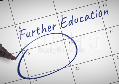 Further Education Text written on calendar with marker