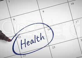 Health  Text written on calendar with marker
