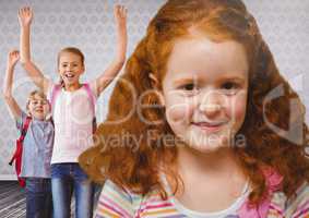 Red haired girl and Kids in room