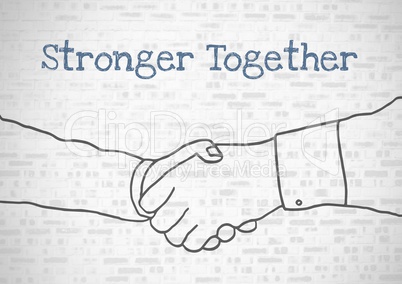 stronger together text with holding hands