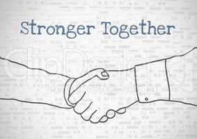 stronger together text with holding hands