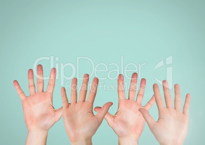 Four Hands with blue background