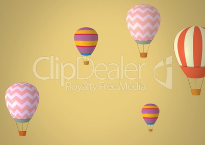 Hot air balloons on cream background