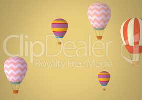Hot air balloons on cream background