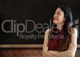 Woman with blackboard