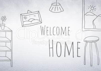 Welcome home drawings with bright background