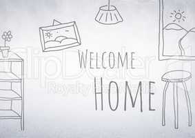 Welcome home drawings with bright background