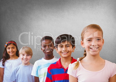 kids friends with blank grey background