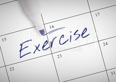 Exercise Text written on calendar with marker