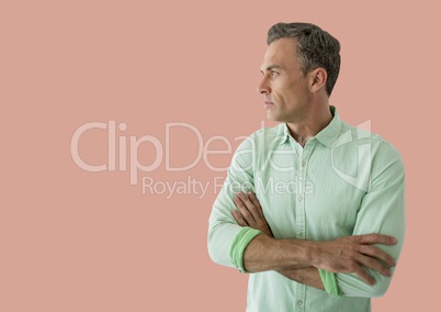 Man standing with pink background