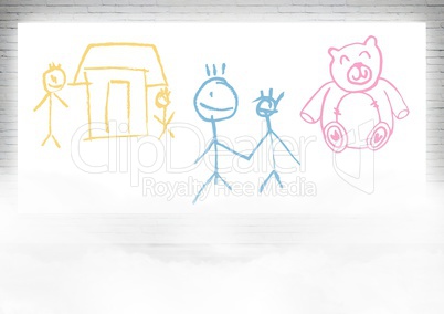 colorful children's drawings on screen