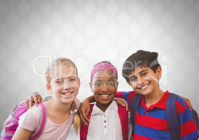 Kids friends in front of bright wall