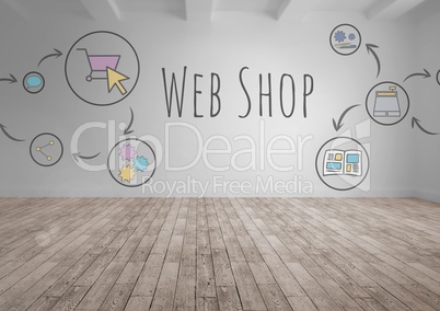 web shop graphics in room