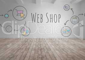 web shop graphics in room