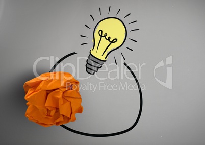 light bulb with crumpled paper ball