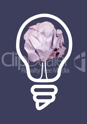 light bulb with crumpled paper ball