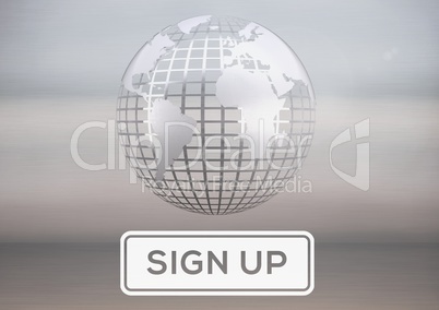 Sign Up text and world globe with soft background