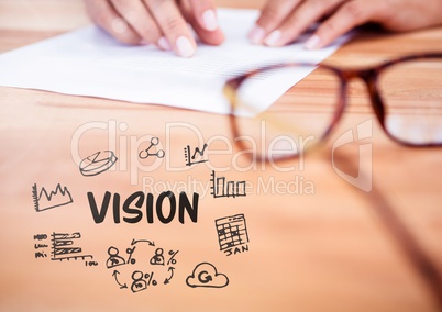 Vision  text with person writing