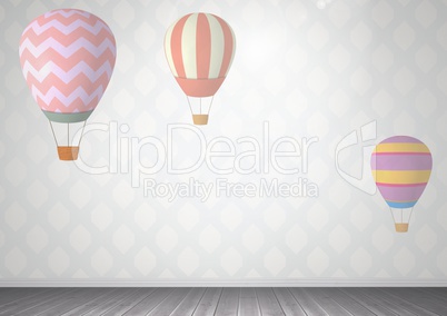 hot air balloons in room