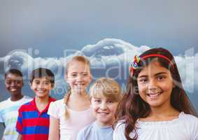 Group of kids with cloudy sky