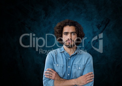 Man standing with blue background