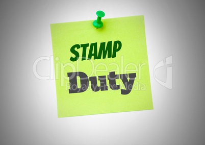 Stamp Duty  text written on sticky note