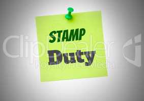 Stamp Duty  text written on sticky note