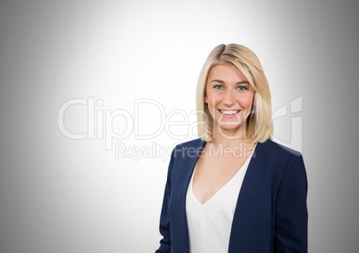 Woman standing with grey background