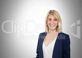 Woman standing with grey background