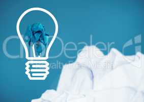 light bulb with crumpled paper ball