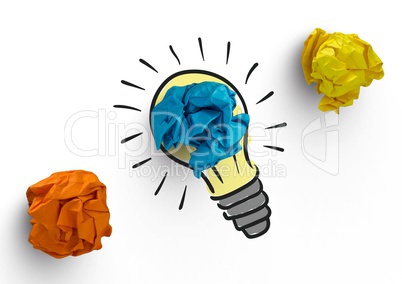 light bulb with crumpled paper ball