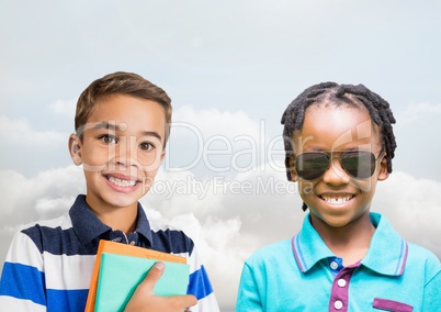 Happy kids with blank background