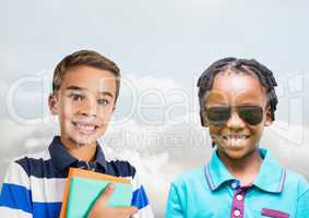 Happy kids with blank background