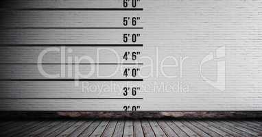 Height measurement chart on wall