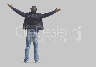 Full body portrait of Man standing with grey background