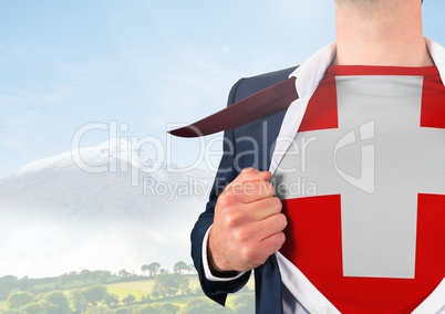 Swiss man in mountains in Switzerland