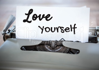 Love Yourself Text on typewriter page