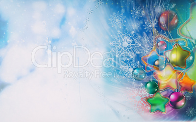 Christmas background snowflakes, snow, Christmas tree decoration