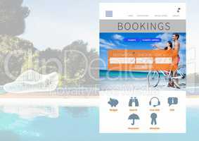 Bookings Holiday break App Interface with swimming pool