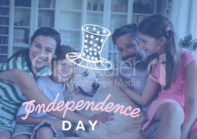 Happy family celebrating independence day at home