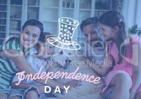 Happy family celebrating independence day at home