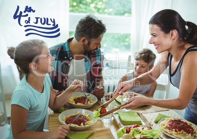 Family having lunch for the 4th of Juy