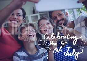 Happy family celebrating 4th of July