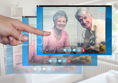 Hand touching Social Video Chat App Interface