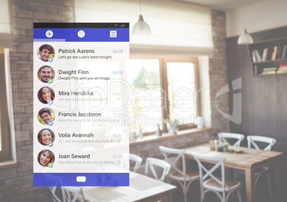 Social Media App Interface in cafe