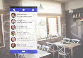 Social Media App Interface in cafe