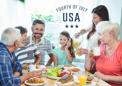 Happy family celebrating 4th of July