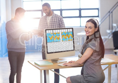 young business woman working on the design of the new office