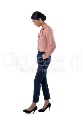 Female executive standing on white background Female executive standing on white background
